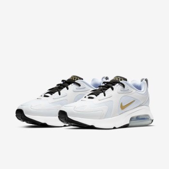 Nike Air Max 200 - Női Utcai Cipő - Fehér/Fekete/Metal Titán/Metal Arany